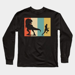 Vintage Dino and Runner Retro Colors Long Sleeve T-Shirt